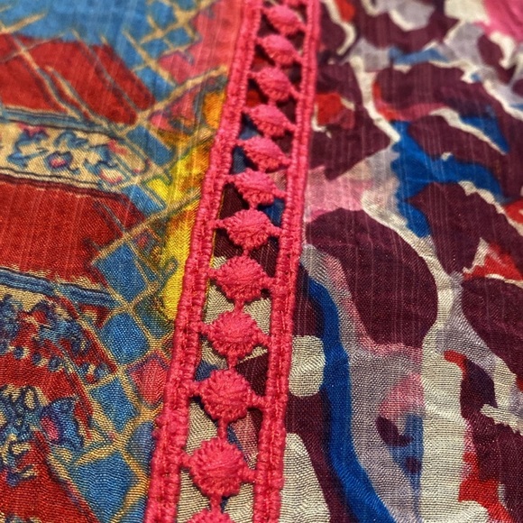 Calessa Fiesta Patchwork Print Boho Hippie Festival Square Neck Top Sz SMALL - Picture 11 of 11